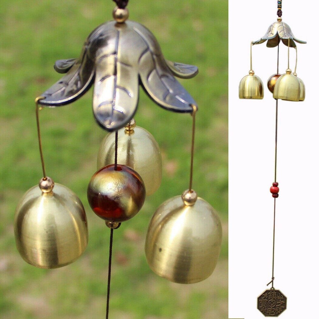 3 Copper Bells Metal Wind Chimes Outdoor Yard Garden Home Decor