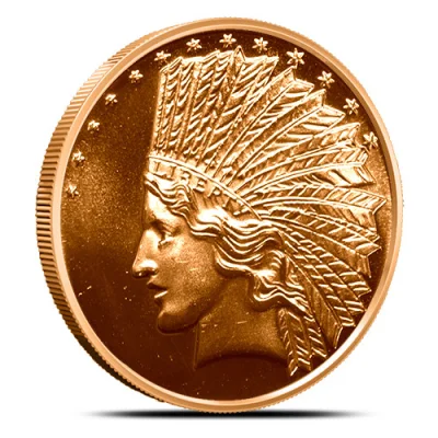 U.S. United States SilverTowne Indian 1oz 1 oz .999 Fine Cu Copper Round Coin (Made in United States)