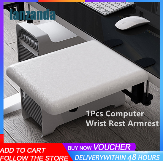 Computer Arm Rest for Desk, Collapsible Arm Rest Support for Computer Desk Ergonomic Arm Rest Extender Rotating Mouse Pad Holder for Table, Office, Desk