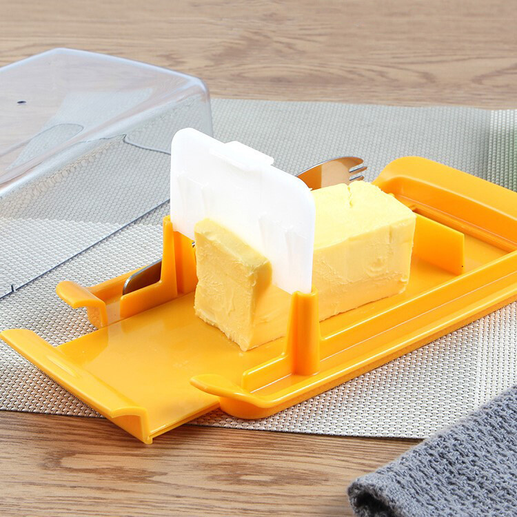 Vision Kitchen Portable Butter Box Household Transparent Butter Cheese Case Sandwich Lunch Cheese Cutting Food Container With Lid Rectangle Container Sealing Storage Dish Cheese Keeper With FREE Butter Cutter