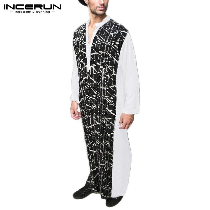 [จัดส่งฟรี] HijabFab INCERUN MensซาอุดิอาหรับอิสลามKaftan HippieแขนยาวThobe RobeชุดเดรสทูนิกTops
