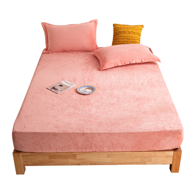 Autumn and Winter Thickened Milk Flannel Mattress Cover Duver Dust Cover Floral Mattress Pad All-inclusive Non-Slip Bed Sheet