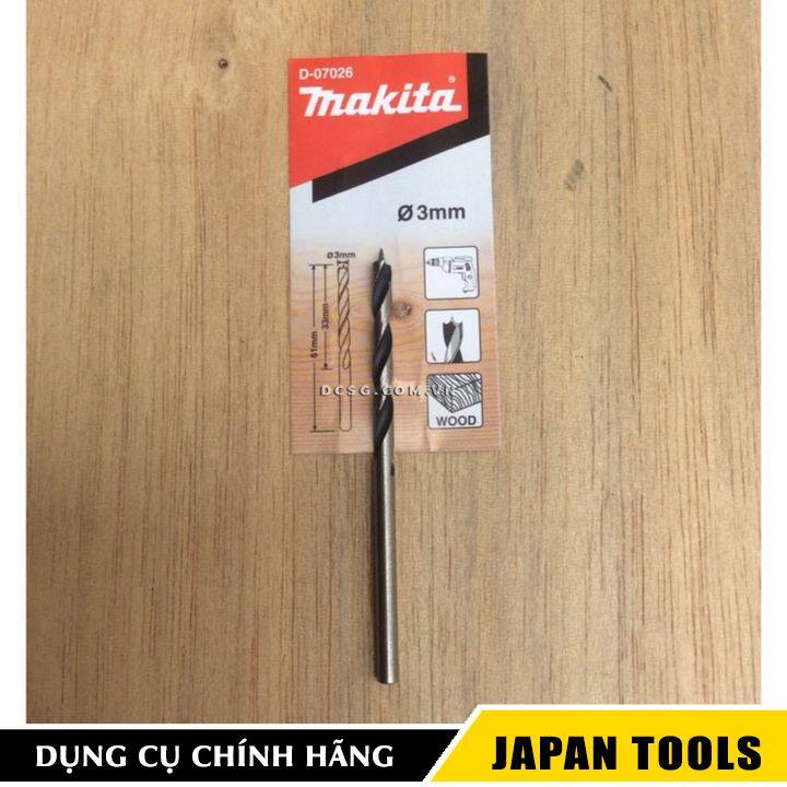 Mũi khoan gỗ 3.0x61mm chuôi tròn Makita D-07026 (1 cái) | Japan Tools