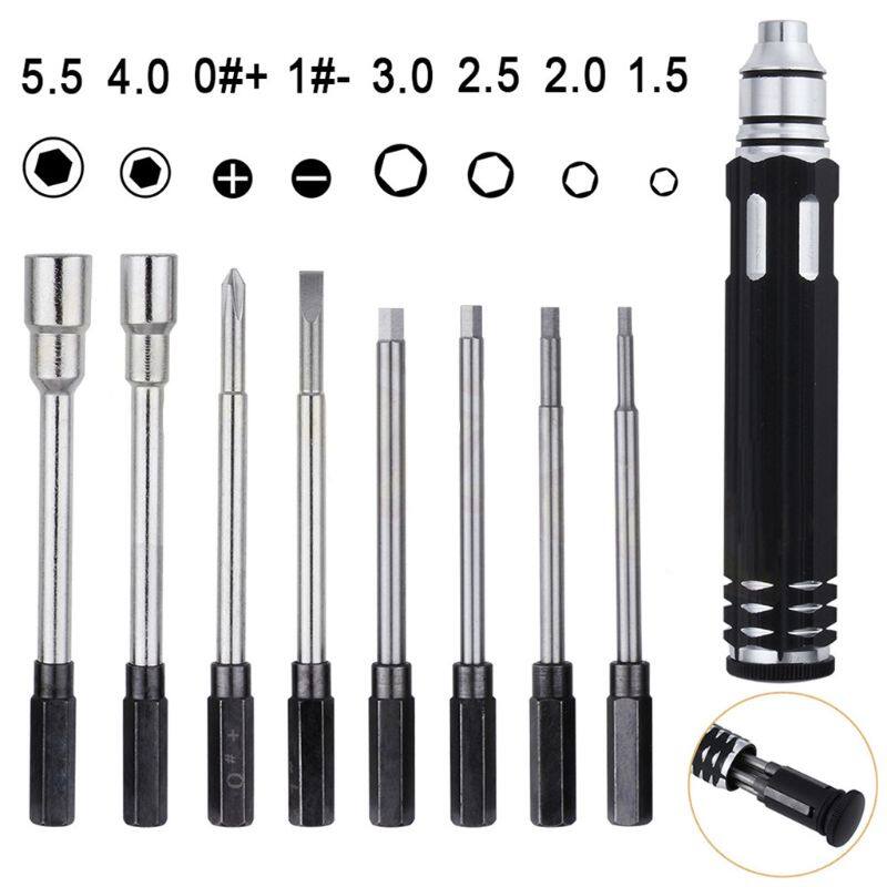 Bộ Dụng Cụ Sở Thích Tuốc Nơ Vít 8 Trong 1 Bỏ Túi, Cho Máy Bay Không Người Lái Xe RC Ổ Cắm Cờ Lê Lục Giác Máy Bay Lục Giác H1.5 H2.0 H2.5 H3.0