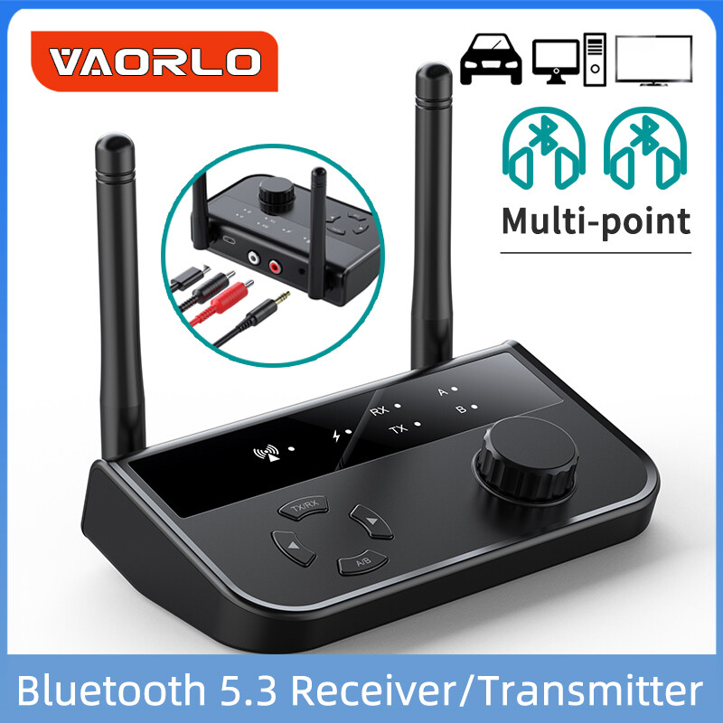 VAORLO Bộ Thu Phát Bluetooth 5.3 Đa Điểm 2 Trong 1 Với Điều Khiển Âm Lượng Bộ Chuyển Đổi Âm Thanh Không Dây Âm Thanh Nổi AUX 2 RCA 3.5Mm Cho Loa Máy Vi Tính Xe Hơi Bộ Khuếch Đại