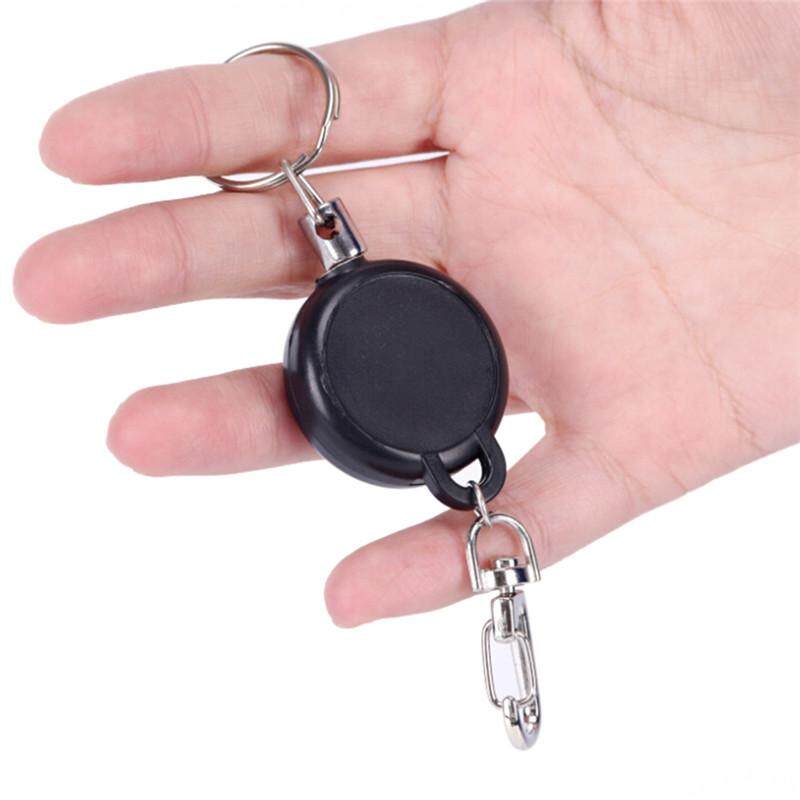 Retractable KeyChain Reel Steel Cord Recoil Belt Ring Badge Pass ID Card Holder^