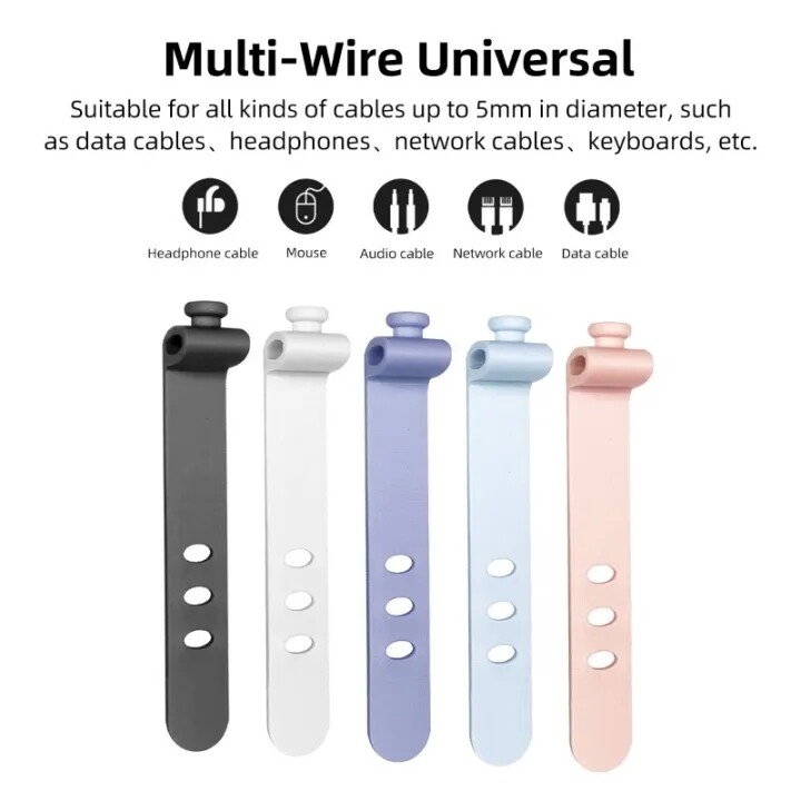 5pcs Silicone 3 lỗ dây cáp tổ chức Dây cáp có thể điều chỉnh dây đeo Di động Cáp sạc USB Tai nghe dòng quản lý Winder quan hệ