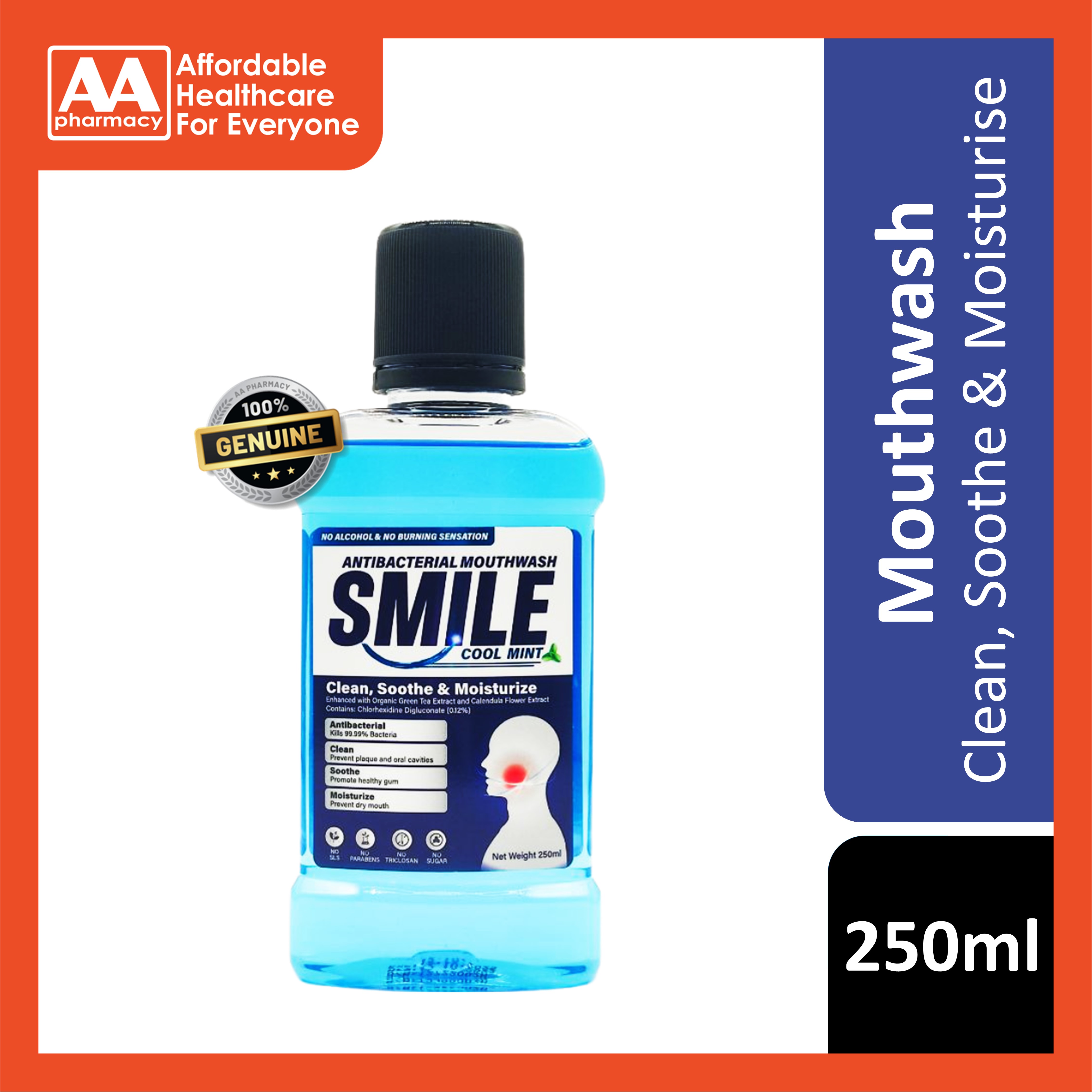 Smile Antibacterial Mouthwash 250mL Lazada