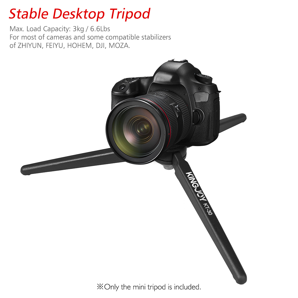 KINGJOY Portable Mini Tripod Stabilizer Stable Aluminium Alloy Desktop Tabletop Three-leg Stand Holder Support Base with 1/4 Inch Screw for GoPro Cameras DSLR Camcorder for Stabilizers of ZHIYUN FEIYU HOHEM DJI MOZA Max. Load Capacity 3kg/6.6Lbs