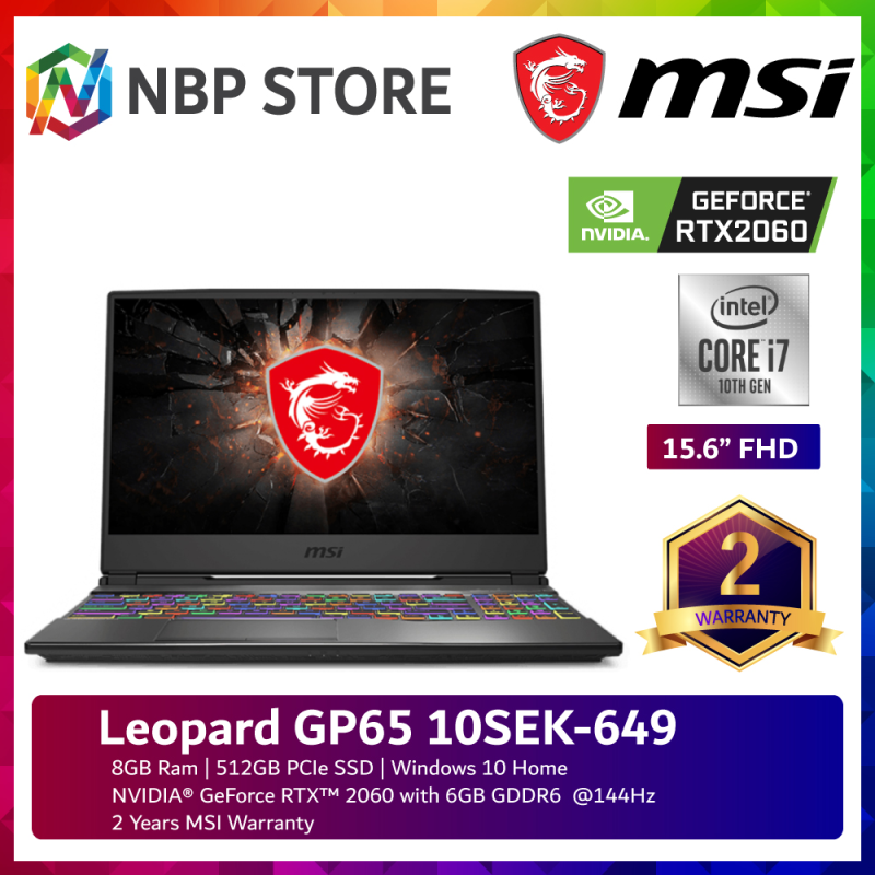 MSI Leopard GP65 10SEK-649 15.6 FHD 144Hz Gaming Laptop ( i7-10750H, 8GB, 512GB SSD, RTX2060 6GB, W10 ) Malaysia