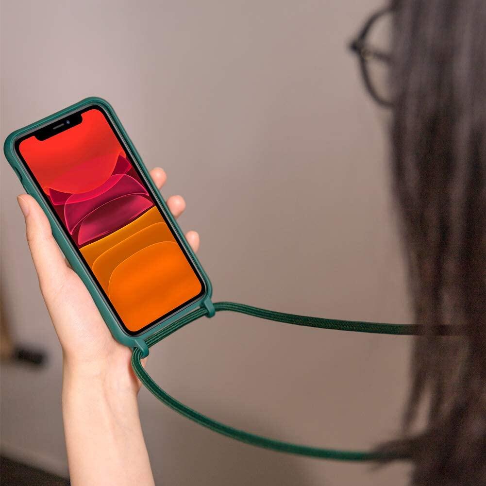 Shockproof Silicone Case For Apple iPhone 13 Pro Max mini 11 /iPhone 12 Pro Max XS MAX XR 7 8 Plus Case Lanyard Neck Strap String Phone Cover iphone Case