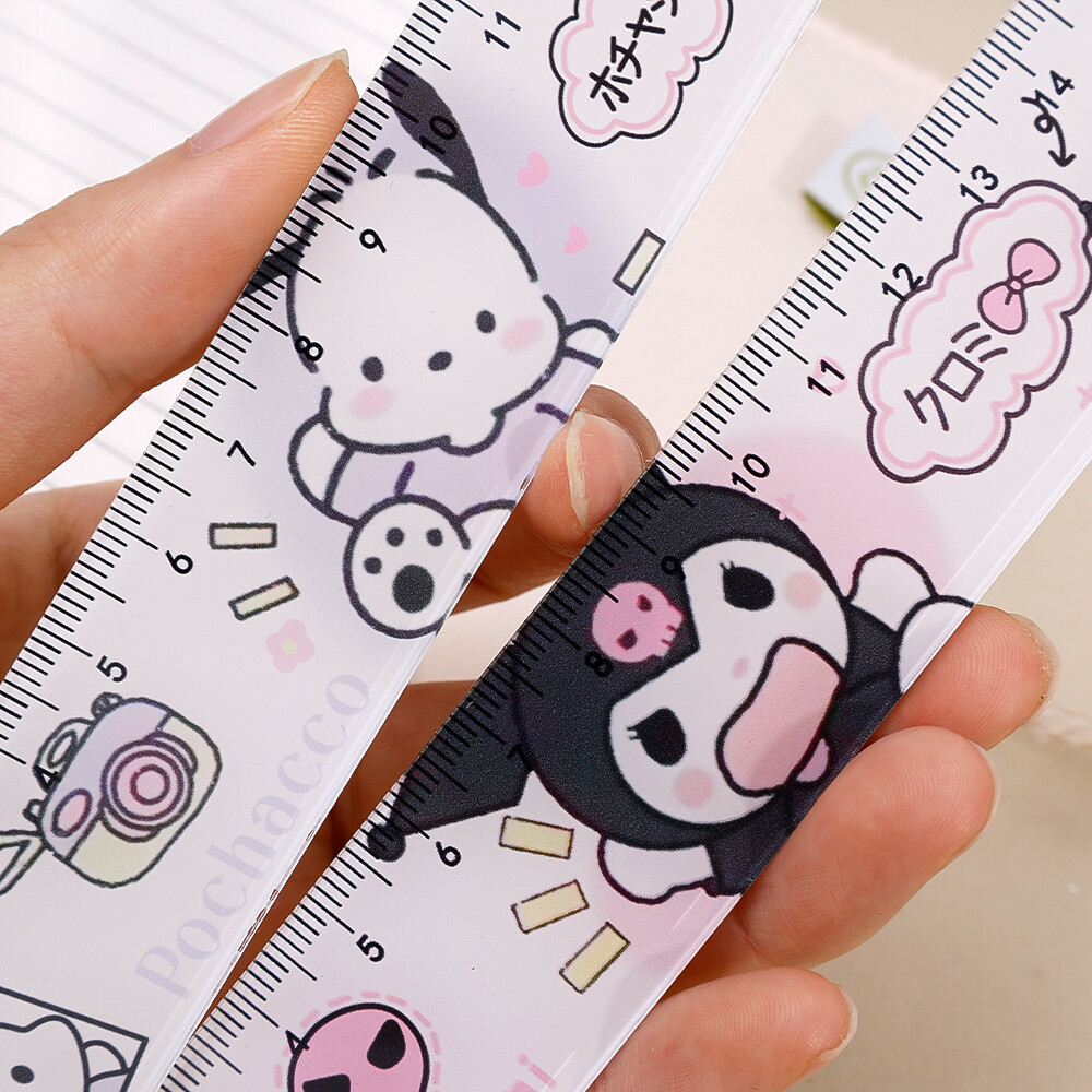 4pcs/set SANRIO Student Ruler Set 15cm Ruler Triangular Compass Measuring Kit for Students School Use