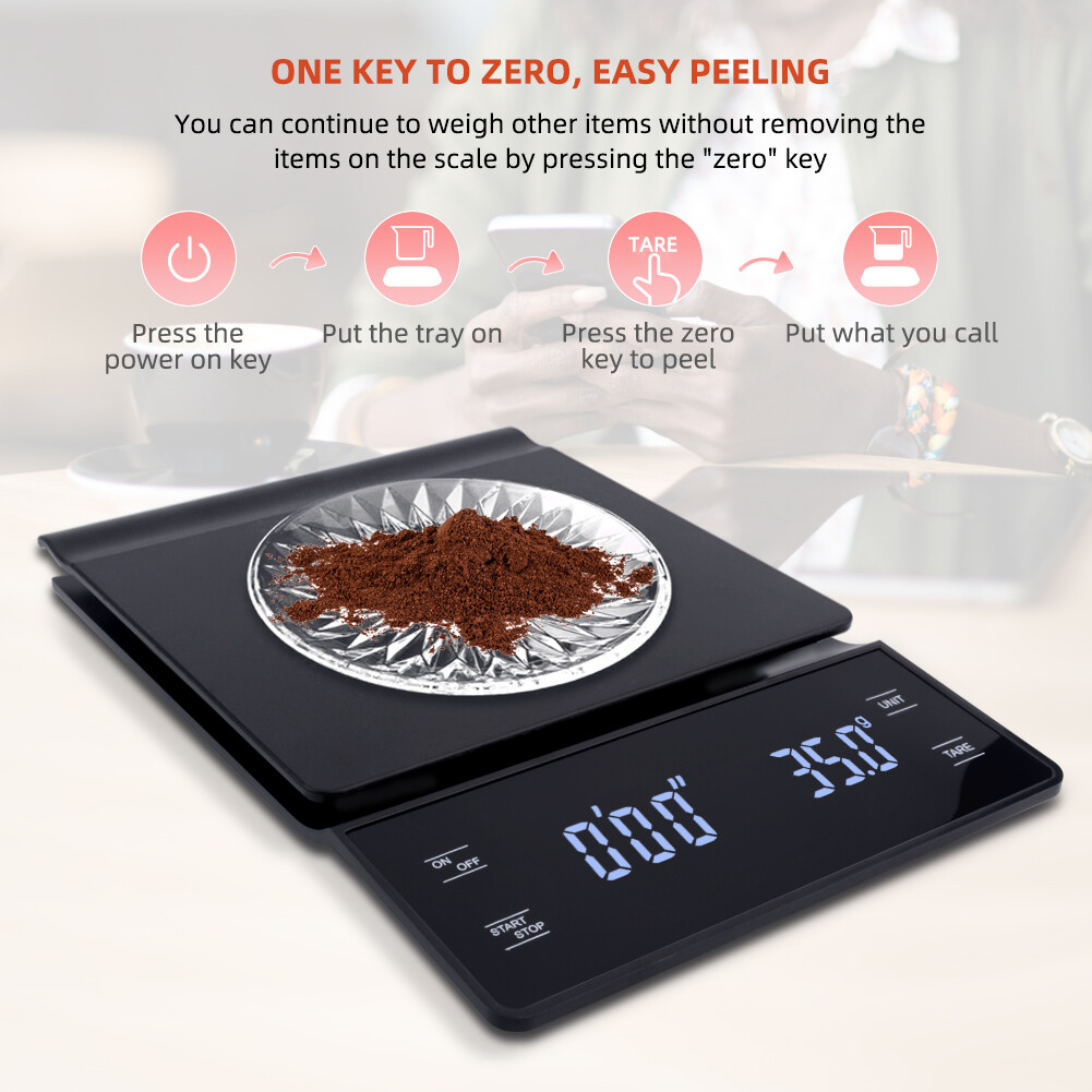 yieryi 3kg/0.1g Coffee Scale With Timer Portable Electronic Digital Kitchen Scale Baking High Precision LCD Electronic Scales