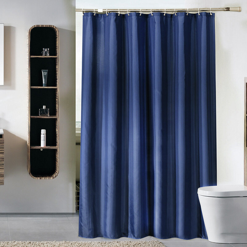 Rèm Tắm Màu Xanh Dương Dày, Giả Linen Vải Rèm Phòng Tắm Không Thấm Nước Cho Phòng Tắm, Tấm Che Bồn Tắm Hiện Đại Rộng Lớn