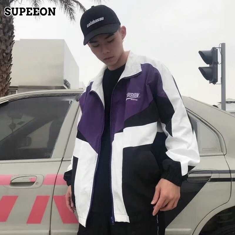SUPEEON丨Men's jacket thin jacket men and women couples Hong Kong style hip-hop outerwear Korean version sports casual jacket men