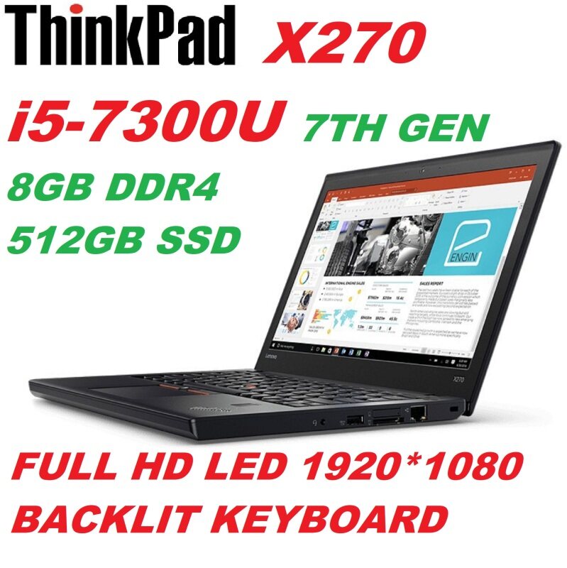 LENOVO THINPAD X270( INTEL CORE i5-7300U V PRO PROCESSOR/8GB DDR4 RAM/512GB SSD DRIVE/INTEL HD 620 GRAPHIC CARD/BUILT IN WEB CAM/WIFI/WIN 10 PRO(REFURBISHED) Malaysia