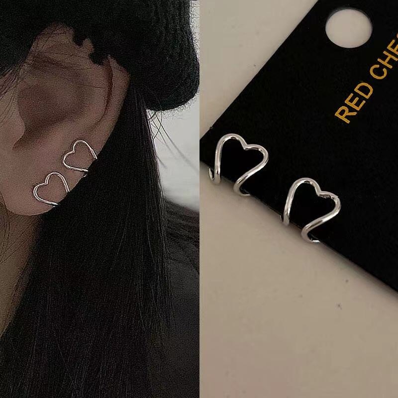 Beautiful Girl Fashion Copper Heart Clip Earring No Pierced Ear Studs for Women 1 Pair