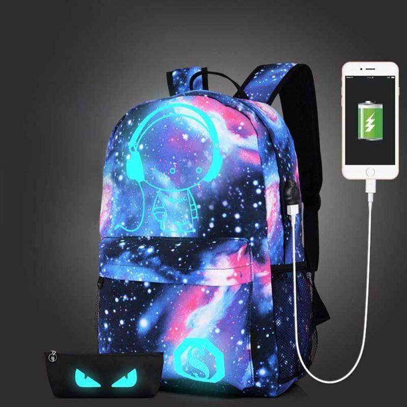 New Galaxy School Bag Backpack Collection Canvas USB Charger for Teen Girl Kids