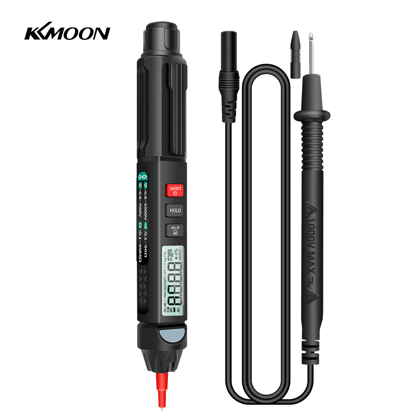 KKmoon A3008 Pen Multimeter 6000 Counts Digital Multimeter Meter Tester with LCD Display Backlight Flashlight NCV Auto-off for Voltage Current Resistance Capacitance Diode Continuity Test (Color Screen & Phase Sequence Measurement)