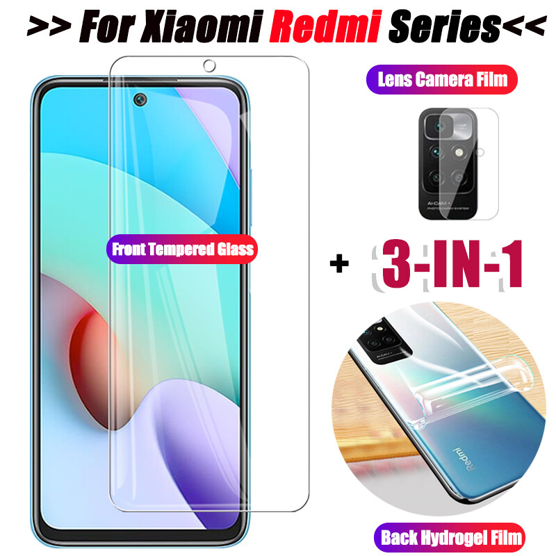 3in1 For Xiaomi Redmi 10 Note 10 5G 10s 10 Pro Redmi10 Note10 4g 10Pro Glass Camera Lens Protector + full cover Back Hydrogel Film + Tempered glass Full Screen Protective