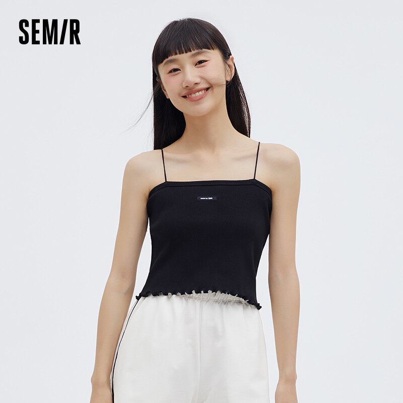 Semir Strap Tank Top Women Summer Korean Fashion Spicy Girl Home Sleeveless Underlay Knitted Top Women