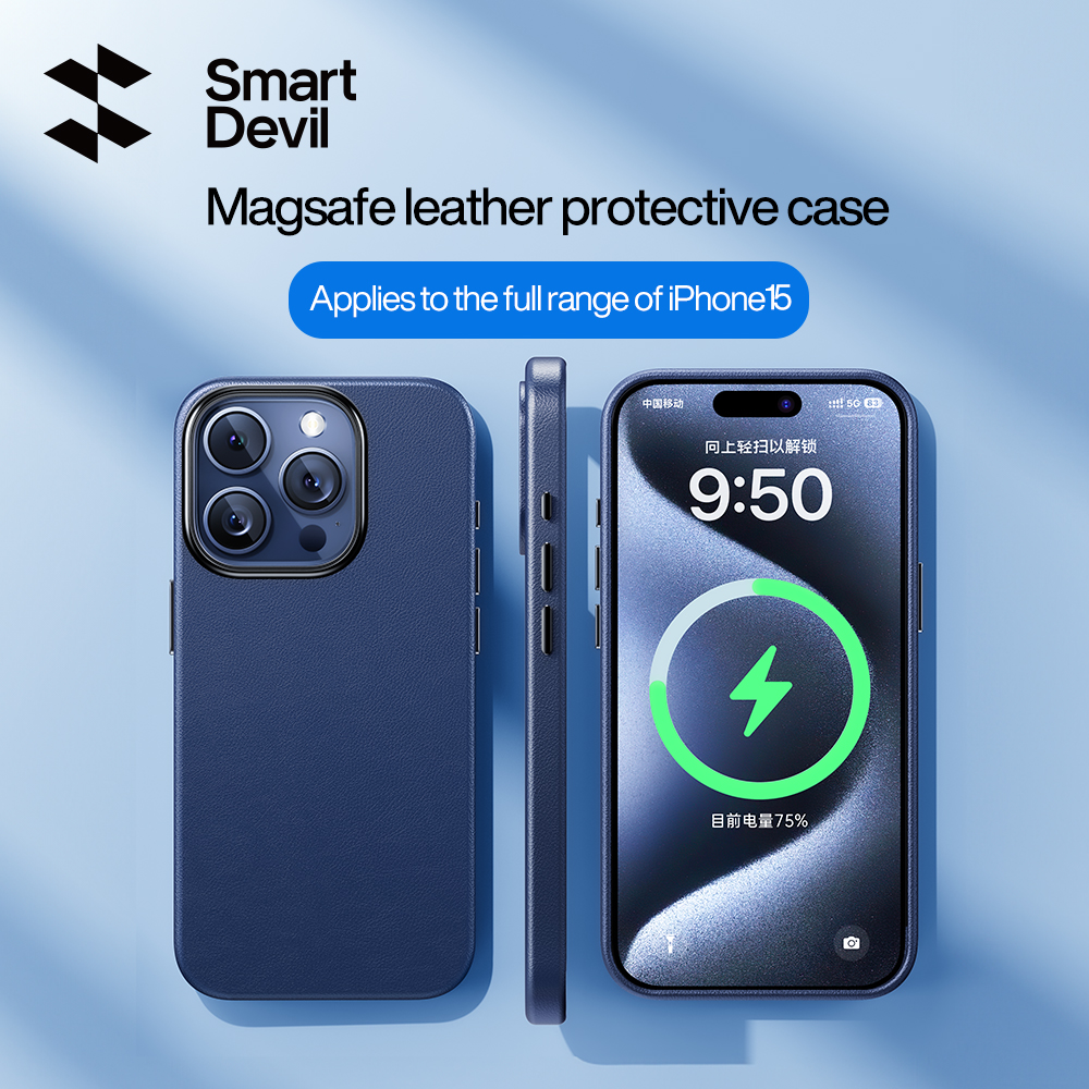 SmartDevil Magsafe Vegan Leather Phone Case For iPhone 15 Pro Max Case iPhone 15 Pro iPhone 15 Plus iPhone 15 Shockproof all-inclusive Mobile Phone Casing
