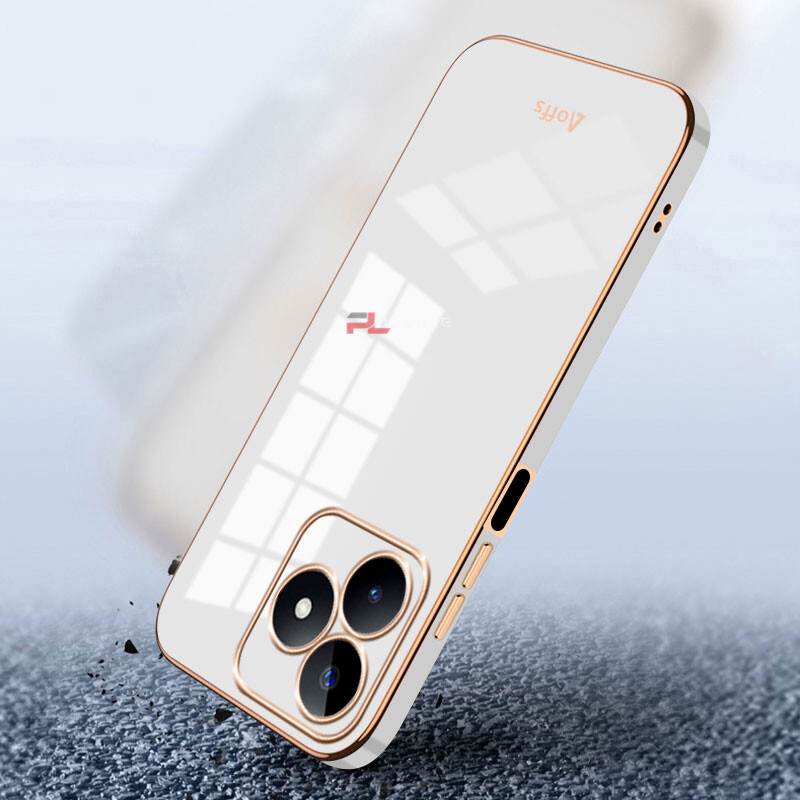 PlusCase for Realme C53 C51 6D Plating Soft Case Lens Protector Square Frame Silicone Glossy Shockproof Phone Back Cover