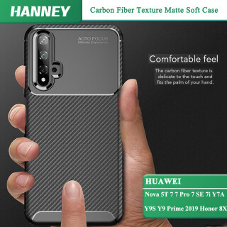 HANNEY Dành cho Huawei Nova 5T 7 7 Pro SE 7i Y7A Y9S Y9 Prime 2019 Ốp lưng điện thoại Honor 8X Chất liệu sợi carbon Vỏ mờ Vỏ mềm chống gõ thumbnail