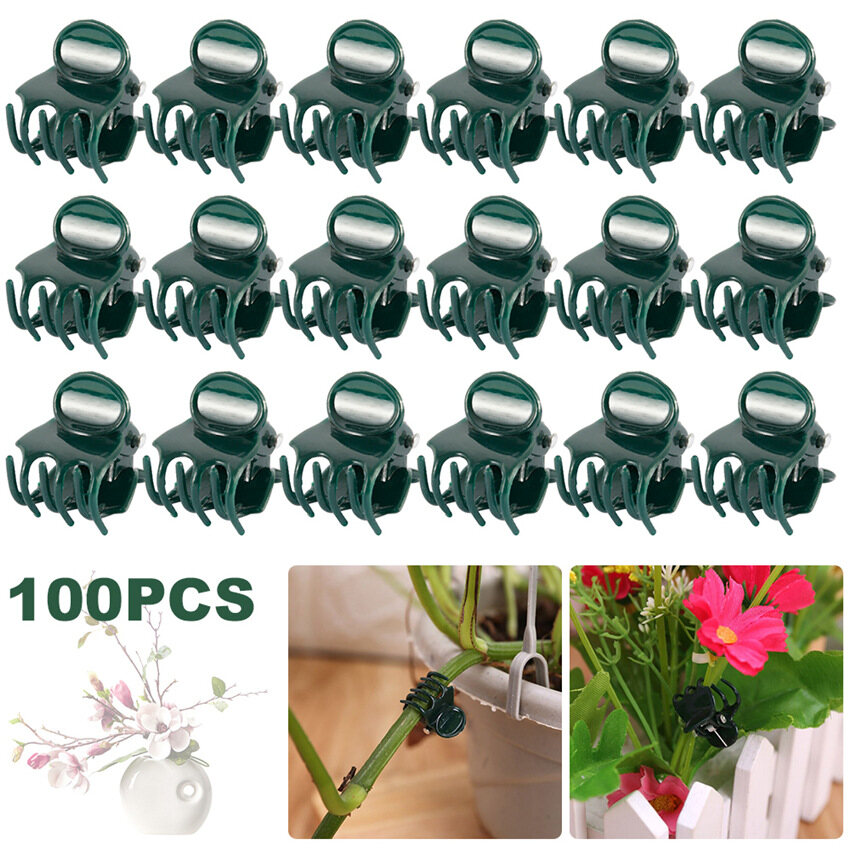 100pcs Garden Plant Clips Plastic Support Orchid Stem Clip for Vine Vegetables Flower Tied Bundle Branch Clamping Garden Tool
