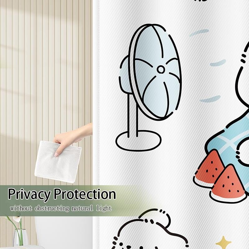 Shower Curtain, Polyester Weighted Striped Fabric Shower Curtain Set with Hooks, Water Repellent, Bohemian Vintage Country Cloth Shower Curtain for Bathroom