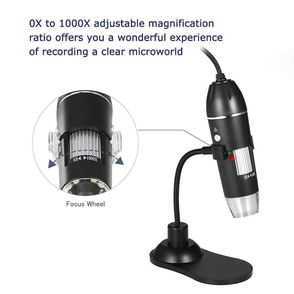 Kính Hiển Vi Kỹ Thuật Số KKmoon, Kính Lúp Có Đầu Cắm USB Và Máy Tính Để Bàn, Kính Lúp 8 Bóng LED, Camera 0,3MP, Độ Phóng Đại 1000 Lần