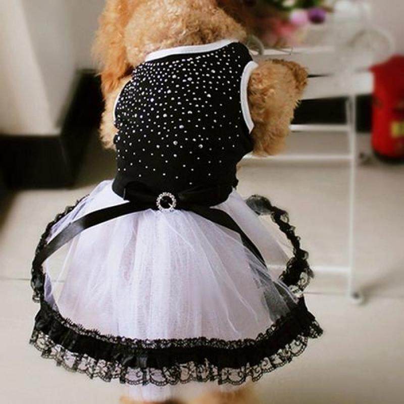 huanhuang® Glitter Bow Lace Dog Princess Tutu Dress Bubble Skirt Pet Clothes Puppy Costume