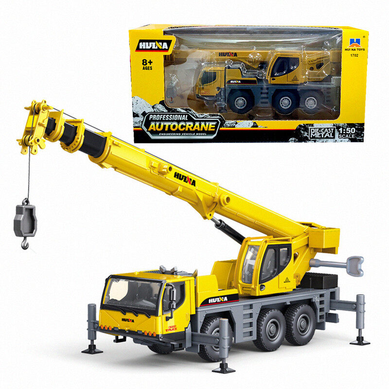 Huina 1702 1:50 Alloy Truck-mounted Crane Model Simulation Diecast  Construction Engineering Vehicle Crane Children's Toy Cars Gift