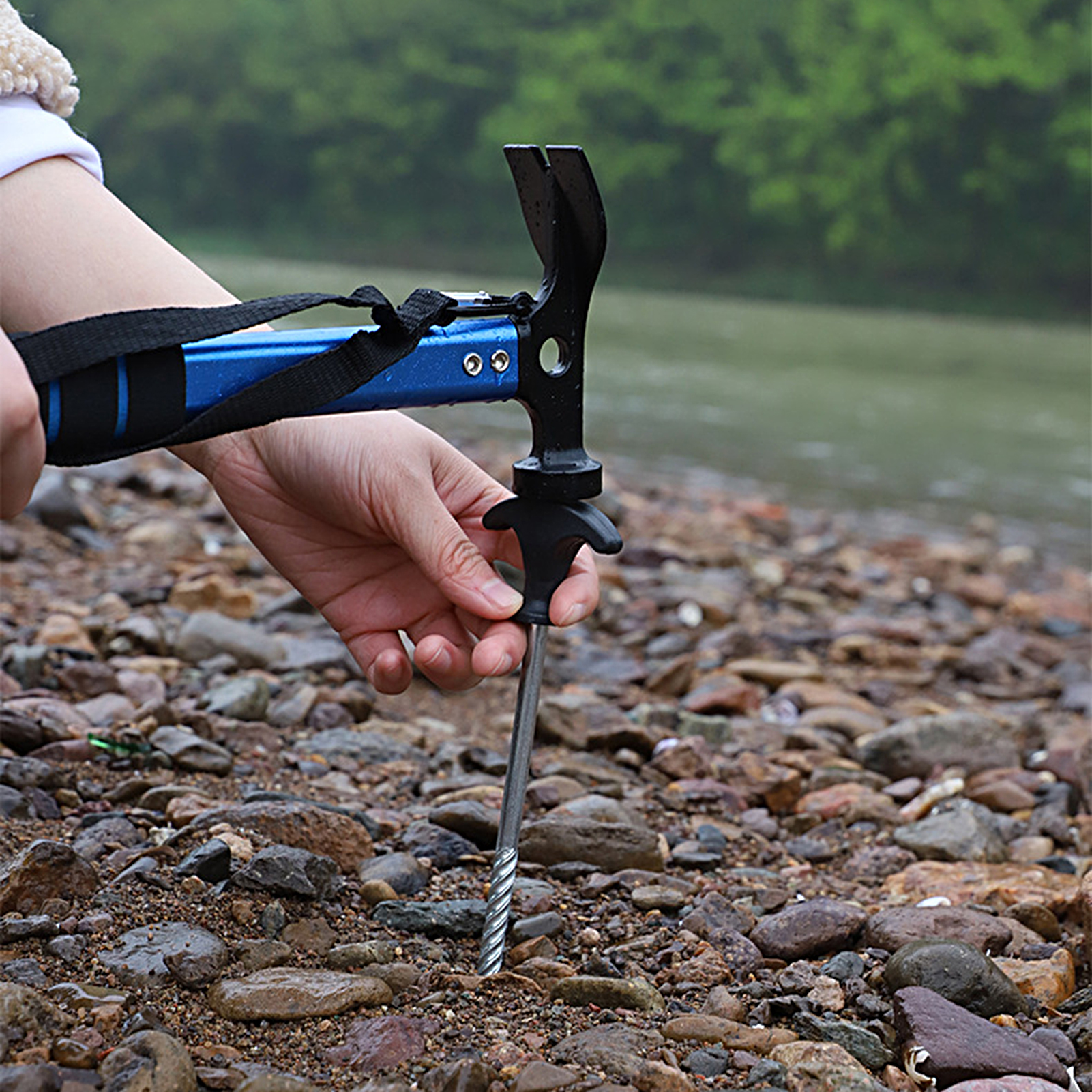 Camping Tent Stake Strong Load-bearing Thickened Windproof Galvanized Iron Impact Resistance Camping Garden Canopy Stake for Outdoor Ground Nail Strong
