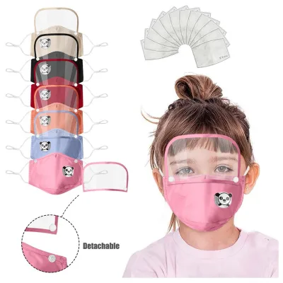 Kids' Child Washable Reusable Face Cover With 2 Filters And Detachable Eye Shield