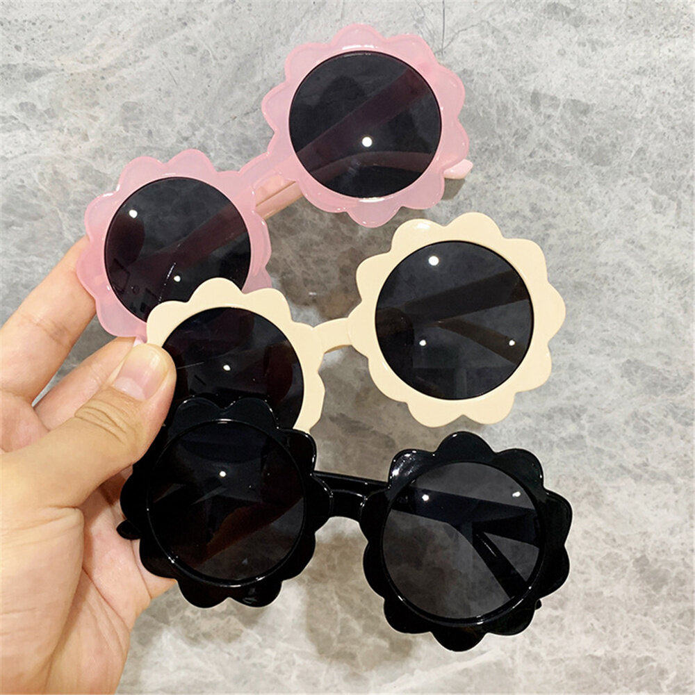 Vintage Kids Sunglasses Child Sun Glasses Round Flower Gafas Baby Children