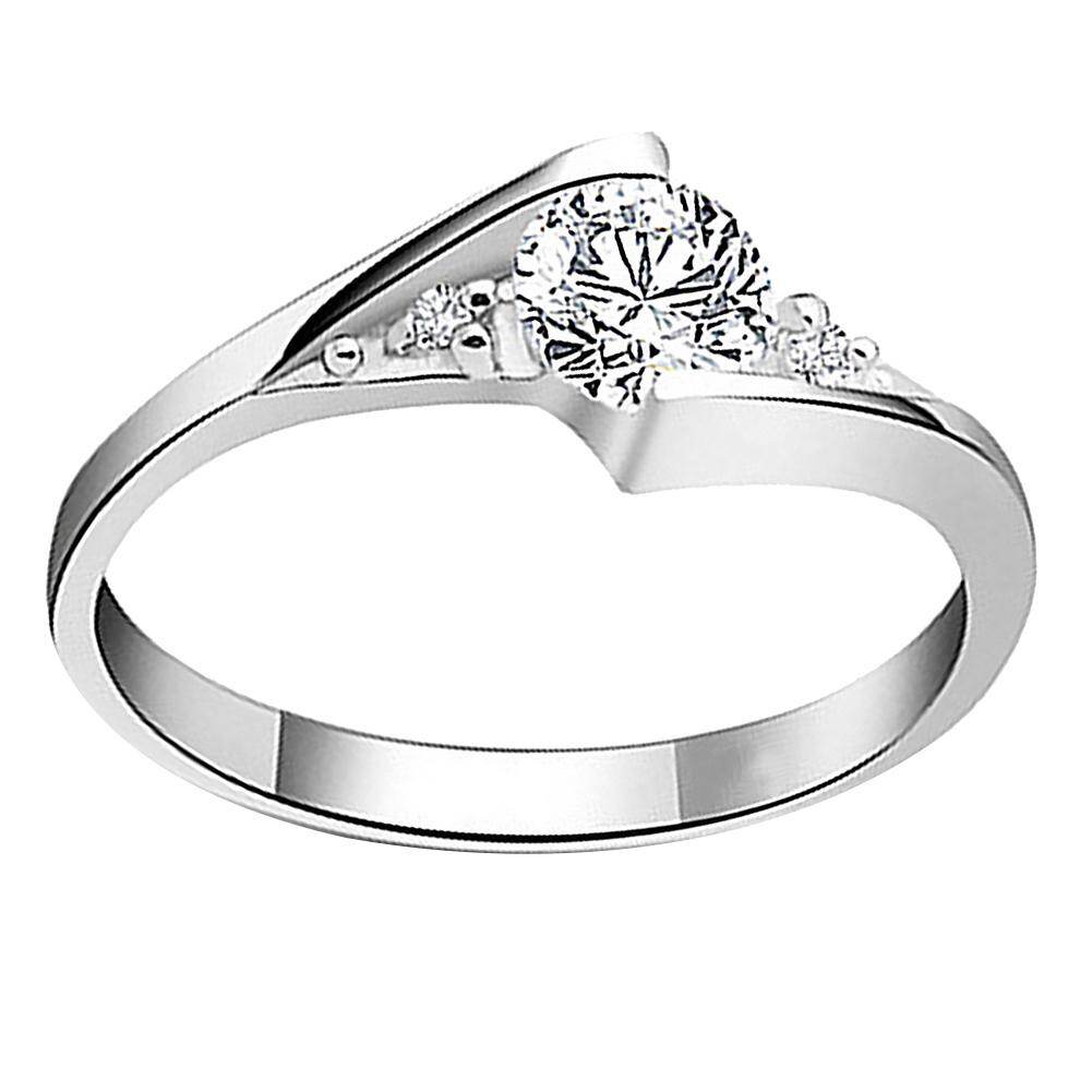 Talent Star Shiny Twist Round Cut Cubic Zirconia Rhinestone Ring Bridal Wedding Jewelry Gift