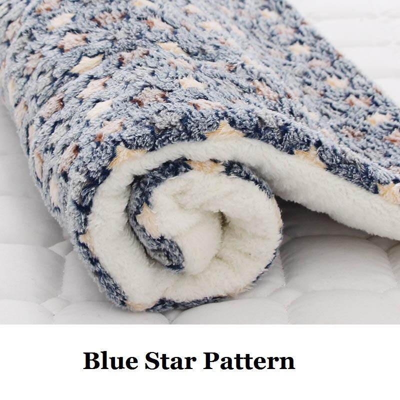 Lovinland Cat Bed Dog Cage Mat Super soft pet bed with cute star print warm pet blanket Washable Suitable for small, medium and large dogs and indoor cats Reversible coral fleece dog kennel mat Cat Cage Mat
