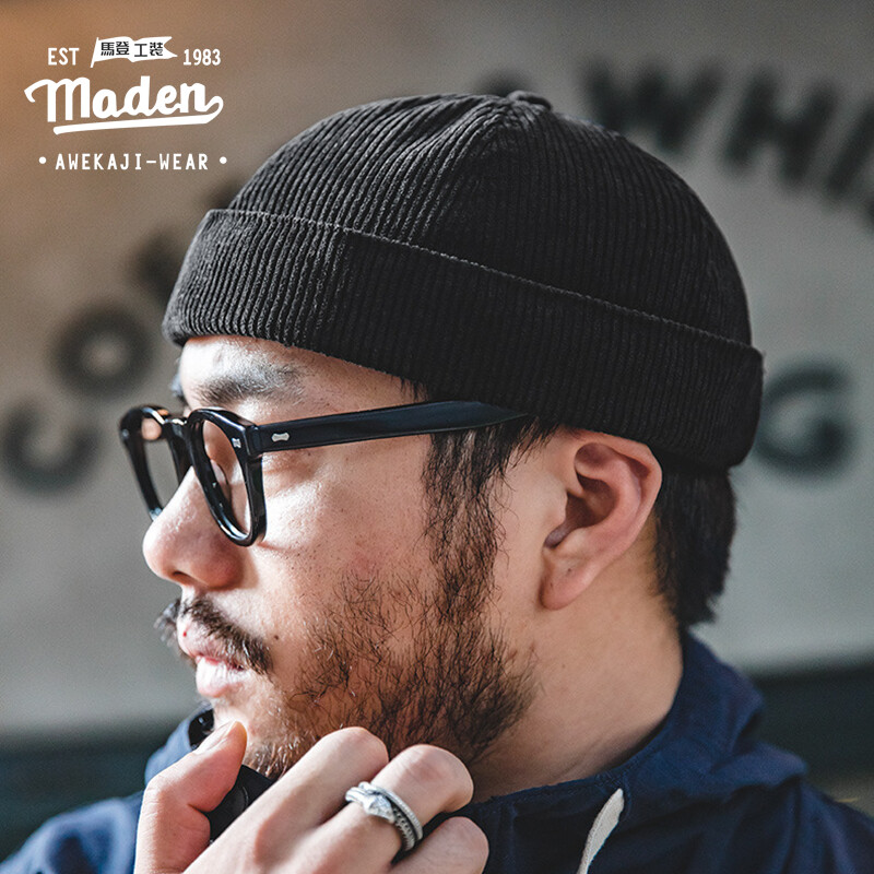 Maden brand tooling style 2023 new men youth cold retro corduroy yuppie melon leather hat landlord hat borderless sailor hat male ins net red hat