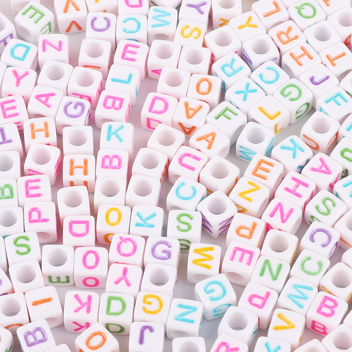 100pcs 6mm Mixed Acrylic Cube Square Number&Alphabet Letter Beads Charms Bracelet Necklace For DIY Jewelry Making Accessories
