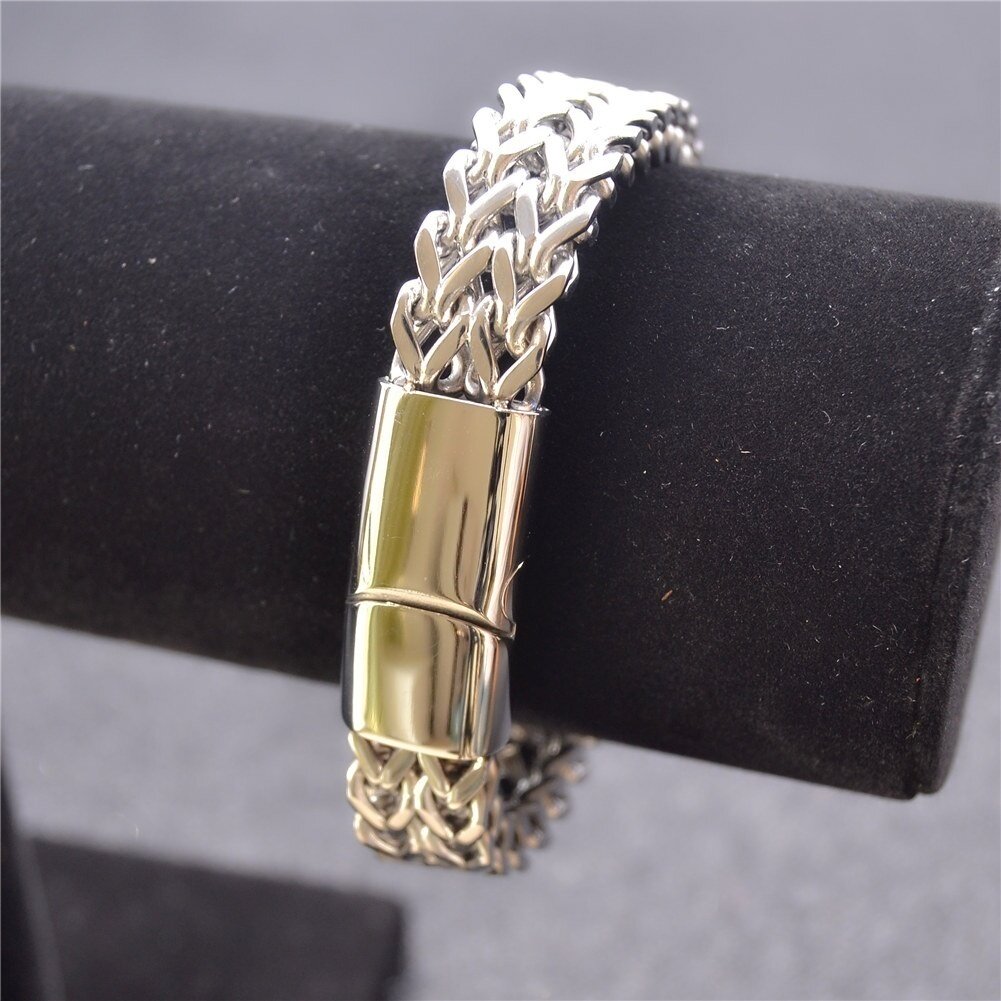 Vòng Tay Nam Vòng Tay & Vòng Tay Bằng Thép Không Gỉ Màu Bạc, Trang Sức Dự Tiệc Hip Hop Cho Nam