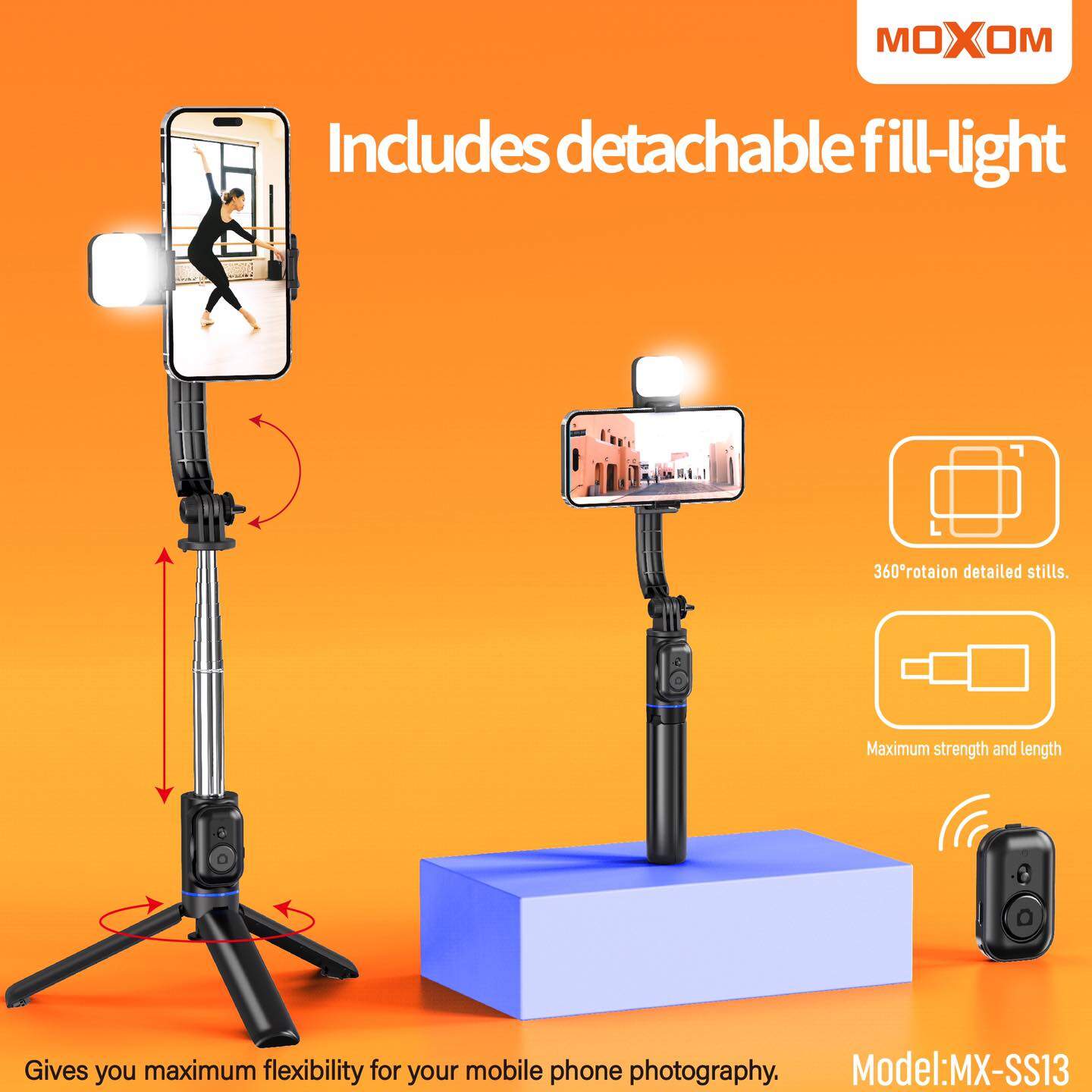 Moxom SS13 Capture Wizard Multifunctional Selfie Stick Tripod Lazada
