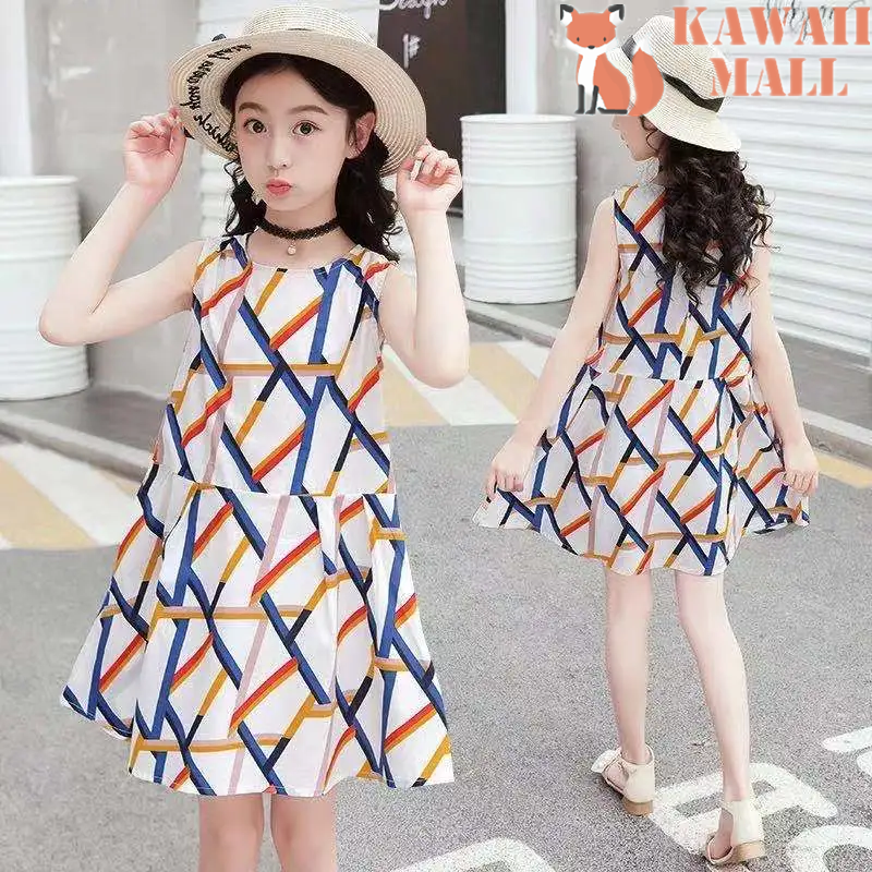 Kawaii Children’s Fashion High Quality korean dress for kids girls casual clothes 3 to 4 to 5 to 6 to 7 to 8 to 9 to 10 to 11 to 12 to13 year old Birthday tutu Princess 👗2022 new style pink Sleeveless Dresses for teens girls terno sale #KD-2204