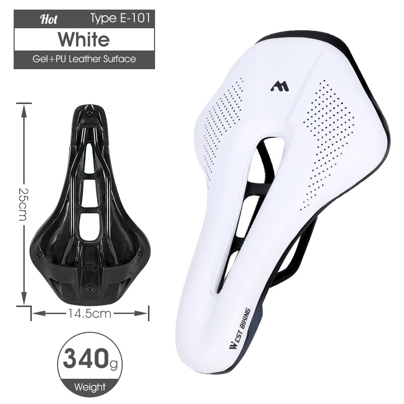 West Biking Shock Absorbing Hollow Bicycle Saddle Anti-skid GEL PU Extra Soft Mountain Bike Saddle MTB Road Cycling Seat Bicycle Accessories
