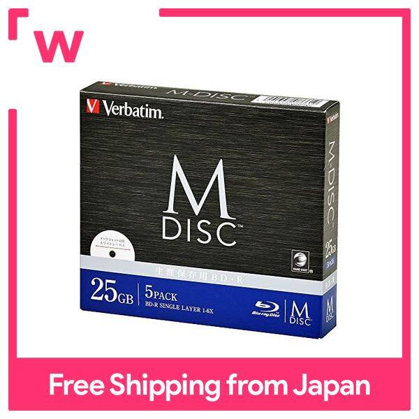 Verbatim long-term storage m-disc bd-r for 1 recording 1-6x speed 25gb 5 sheets printable white label blu-ray disc dbr25rmdp5v2