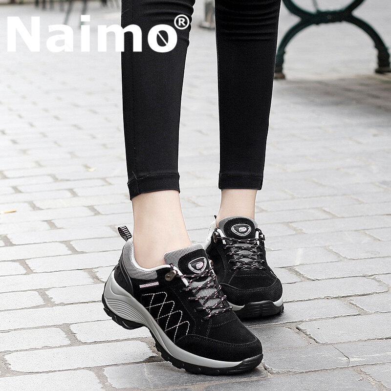 Naimo Women Hiking Shoes Sport Shoes For Women Car Suture Shock Platform Shoes Heighten Sole Healthy Shoes