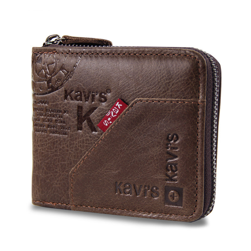 Men Wallets Horse Men's Fashion Genuine Leather Wallet for men Coin Pocket Zipper Real Men's pack Tri-fold Wallet Male Purse gift