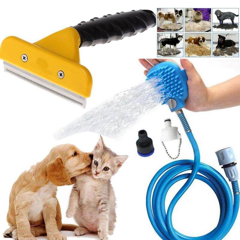 2 Chiếc Cho Thú Cưng Tắm Vòi Sen Phun Xịt Tẩy + Deshedding Dụng Cụ Cọ Chải Lông Thú Cưng Lược Công Cụ Làm Sạch Và Mát Xa Cho thú Cưng Chó Mèo Con Chó Con Động Vật