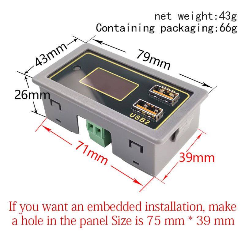 Motorcycle car dual USB digital display voltmeter battery capacity voltmeter tester suitable for DC 12V