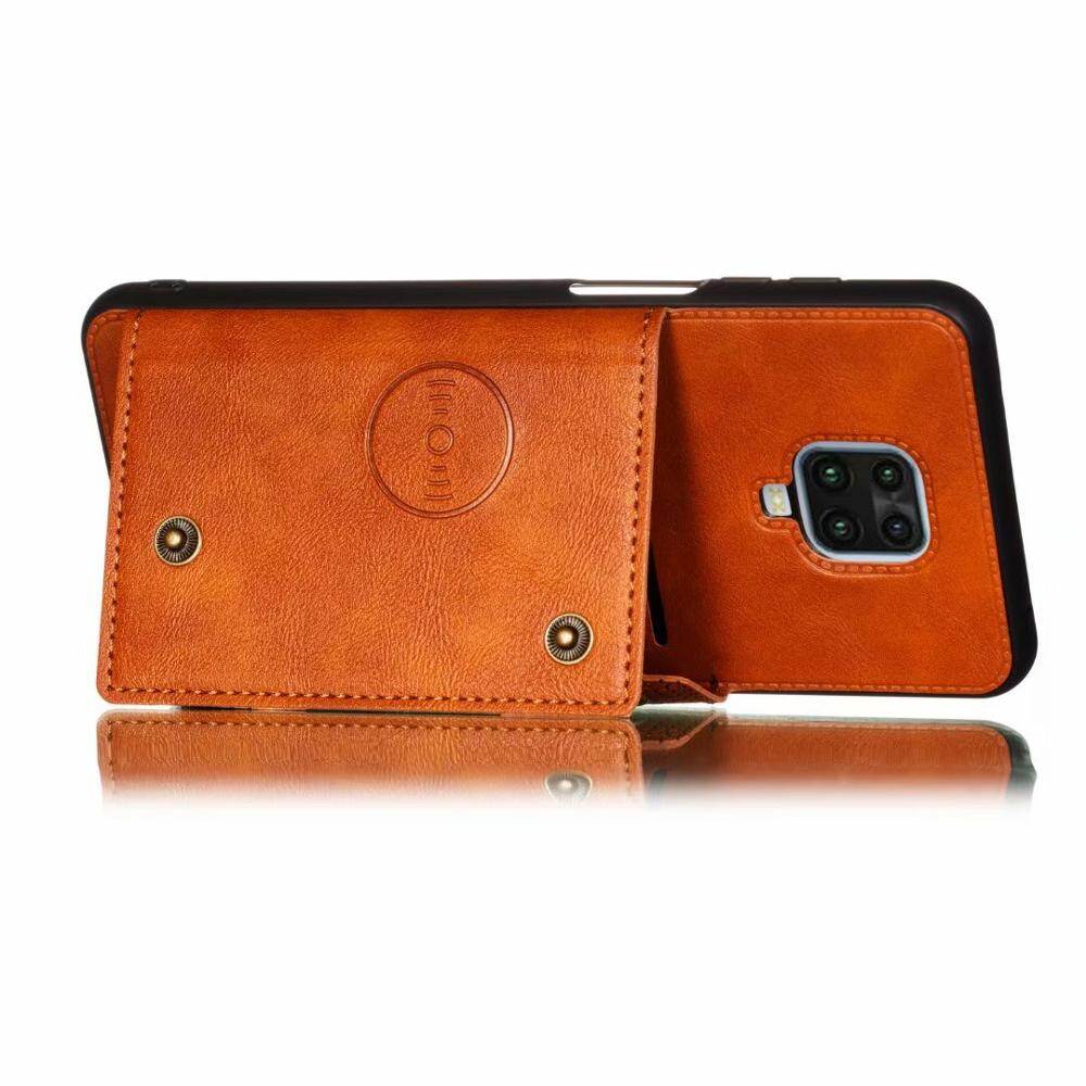 Ốp Lưng Cho Xiaomi Redmi Note 9S Note 9 Pro Max Đế Lật Từ Tính Bằng Da PU Cho Xe Hơi, Khe Cắm Thẻ Khóa Đôi Wallet Trường Hợp Che
